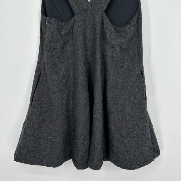 Free People Gemma’s Favorite Dress Wool Blend V-Neck Apron Style Pinafore Gray - Picture 10 of 13